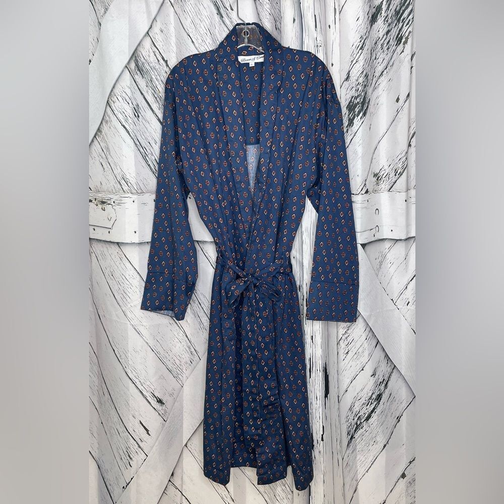 Bown of London Robe 100% Cotton Navy Print Size L